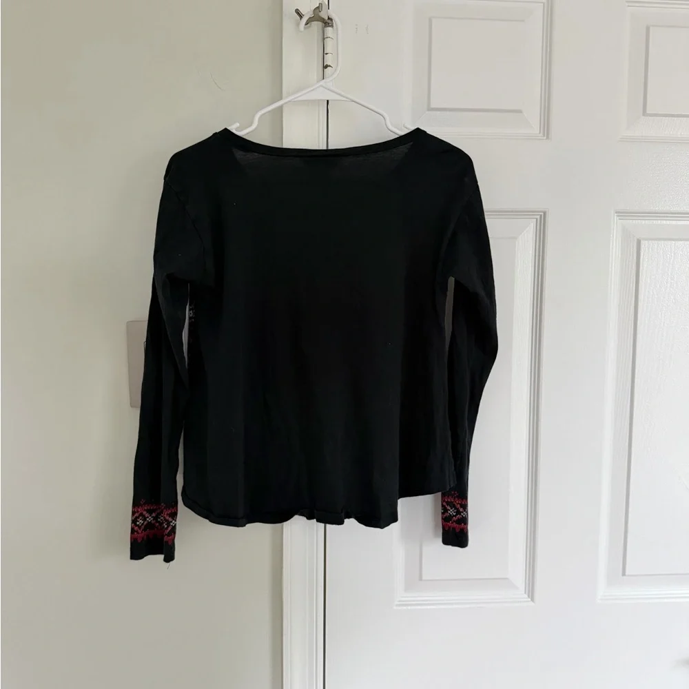 Ralph Lauren Girls Kids Top Shirt L Black Cabin Fair Isle Holiday Festive Ski